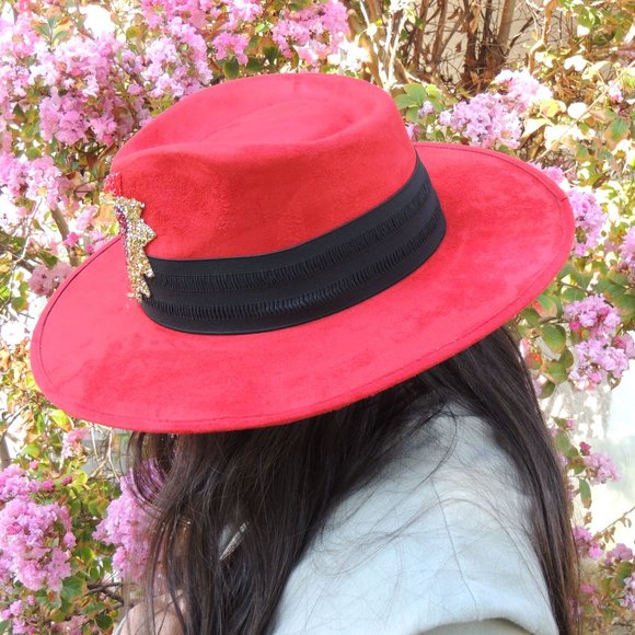 Handmade wide brim hat made in Mexico hand painted - Picture 4 of 16